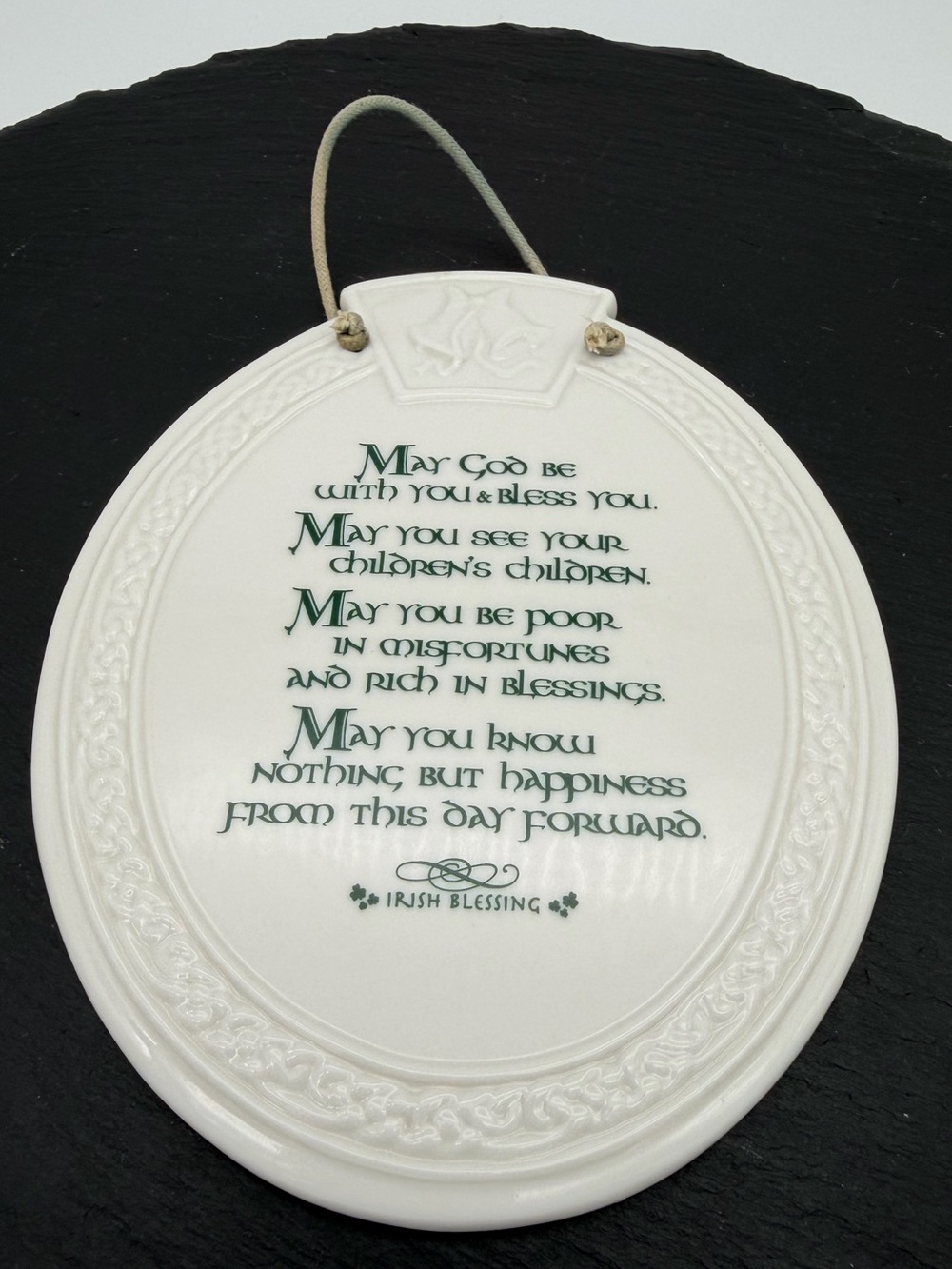 Russ Berrie Irish Blessing Ceramic Wall Plaque Celtic Shamrock Decor